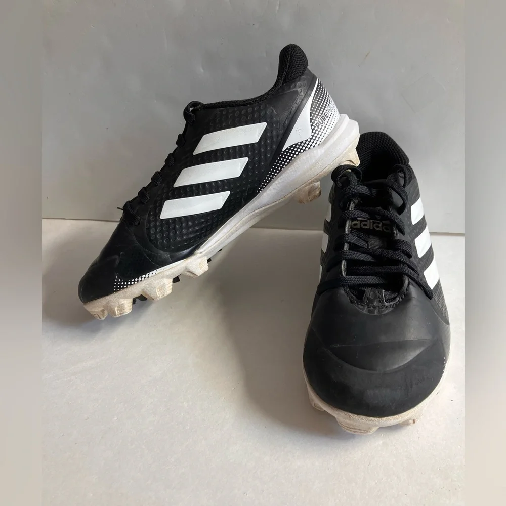 Adidas Pure Hustle Kid’s Cleats, Size 1, Black/White